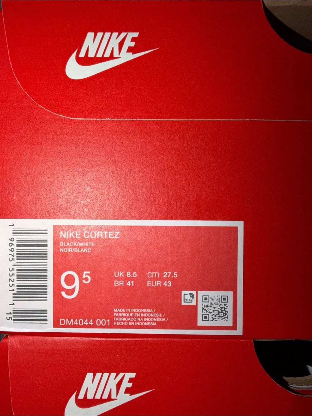 Nike Cortez Black White DM4044-001 Men’s Size 9.5
